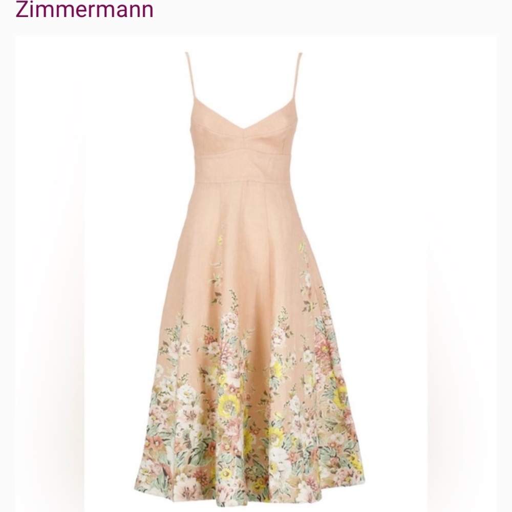 NWT $899 ZIMMERMANN
Matchmaker Picnic linen floral  dress size 1